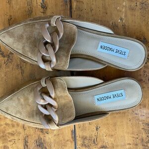 Steve Madden Brown Mules with Chain Detail